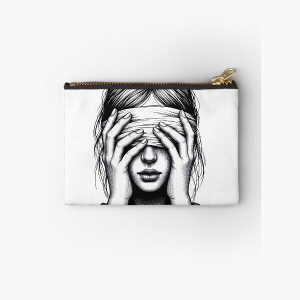 Item preview, "Emotional Hand-drawn Black and White Art: Person Covering Face with Bandage in Delicate Illustration" designed and sold by Huycao211.