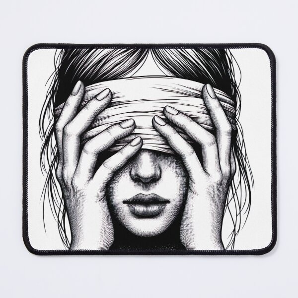 Item preview, "Emotional Hand-drawn Black and White Art: Person Covering Face with Bandage in Delicate Illustration" designed and sold by Huycao211.