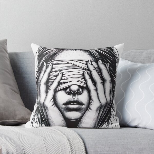 Item preview, "Emotional Hand-drawn Black and White Art: Person Covering Face with Bandage in Delicate Illustration" designed and sold by Huycao211.