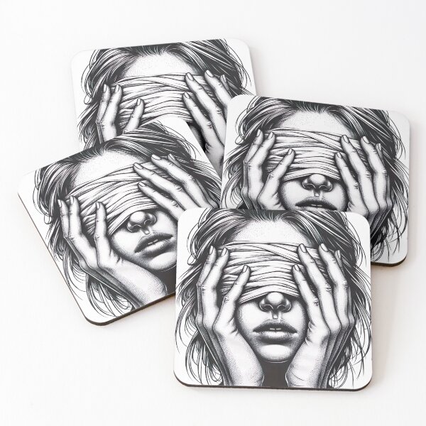 Item preview, "Emotional Hand-drawn Black and White Art: Person Covering Face with Bandage in Delicate Illustration" designed and sold by Huycao211.
