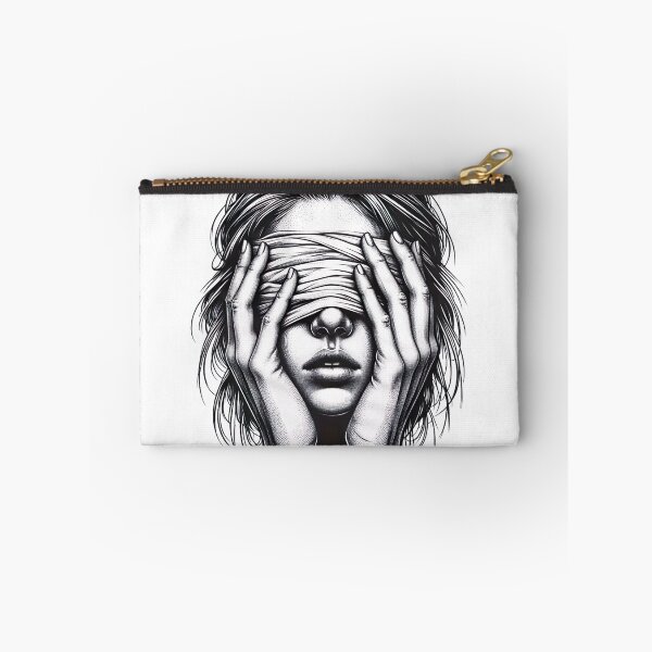 Item preview, "Emotional Hand-drawn Black and White Art: Person Covering Face with Bandage in Delicate Illustration" designed and sold by Huycao211.