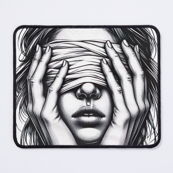 Item preview, "Emotional Hand-drawn Black and White Art: Person Covering Face with Bandage in Delicate Illustration" designed and sold by Huycao211.