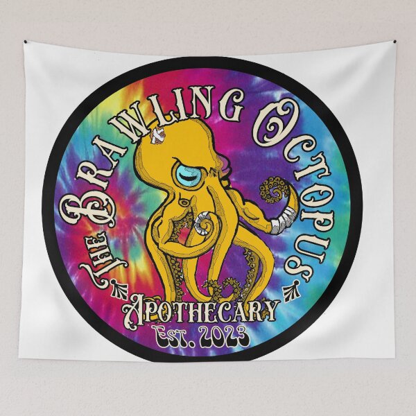 Item preview, The Brawling Octopus Apothecary Tie Dye Sticker Logo designed and sold by naomibridges13.