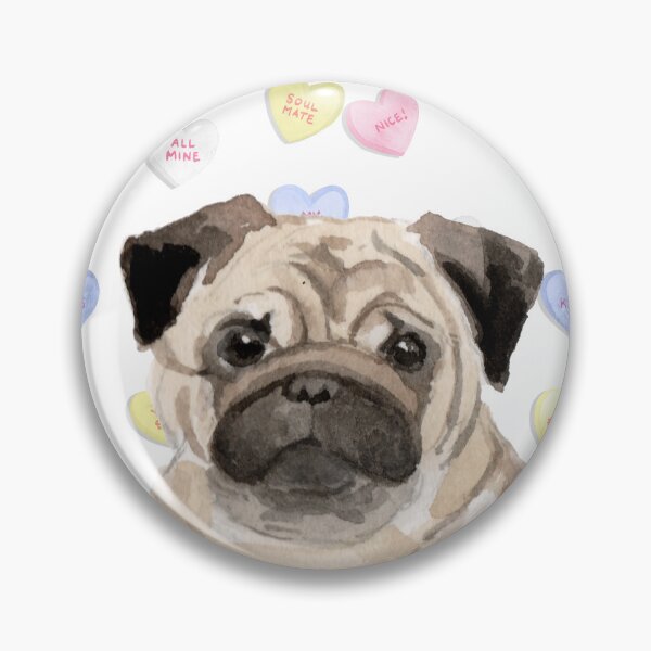 Item preview, Pug Dog and Pastel Hearts designed and sold by HugsAndPrints.