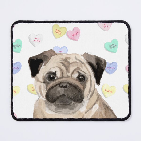 Item preview, Pug Dog and Pastel Hearts designed and sold by HugsAndPrints.