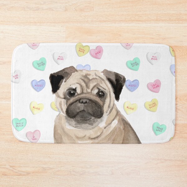 Item preview, Pug Dog and Pastel Hearts designed and sold by HugsAndPrints.