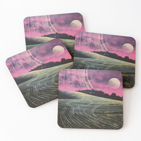 Item preview, Vintage Glitched Art Landscape of Nature and Starry Sky With Full Moon designed and sold by Je-we.