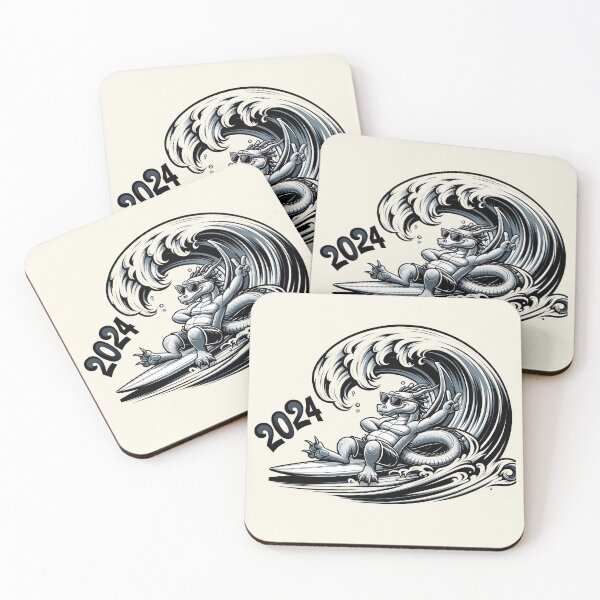 Item preview, Surfing Dragon Welcomes 2024 - chinese new year 2024 designed and sold by MAPDDesigns.