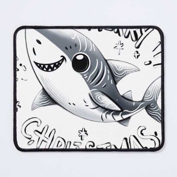 Item preview, "Festive Merry Christmas Shark: Whimsical White Ink Illustration" designed and sold by Huycao211.