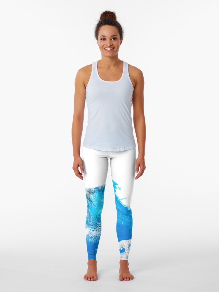 Copper Brown and Turquoise Blue Abstract Yoga Leggings, Galaxy