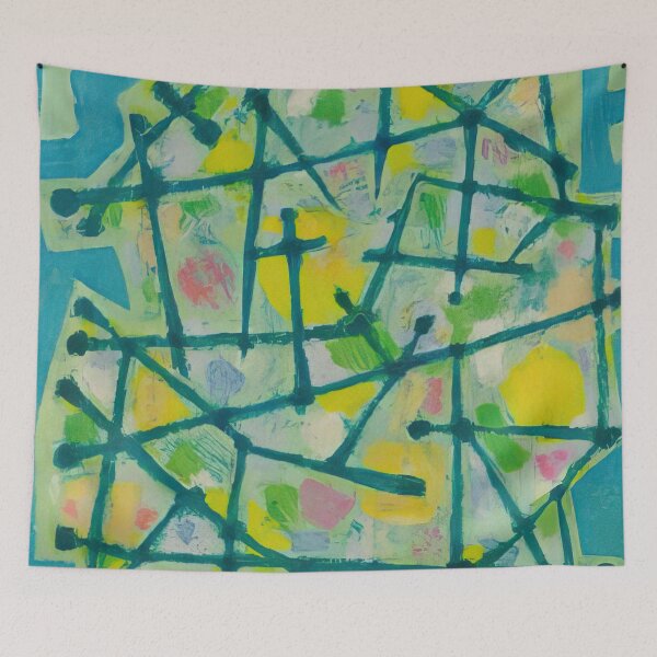 Item preview, Alfred Manessier - blue-green-lines-on-aqua-background designed and sold by MARTART9.