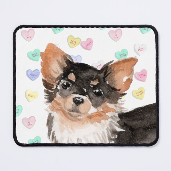 Item preview, Long-haired Chihuahua and Pastel Hearts designed and sold by HugsAndPrints.