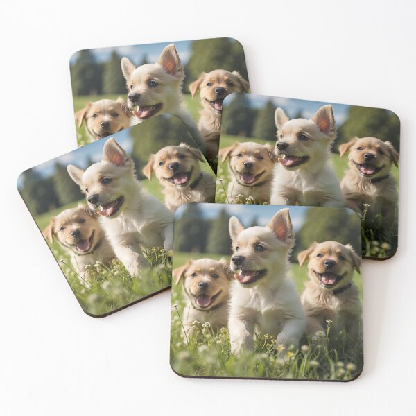 Item preview, Three puppies are playing in a meadow designed and sold by Proren.