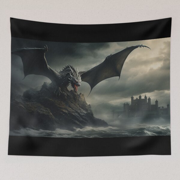 Item preview, Dark Fantasy Landscape - Legendary Black Dragon designed and sold by Fantasy Masterpiece.