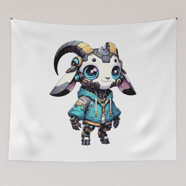 Item preview, Cute Cyberpunk Robot Goat! designed and sold by kukamatsu.