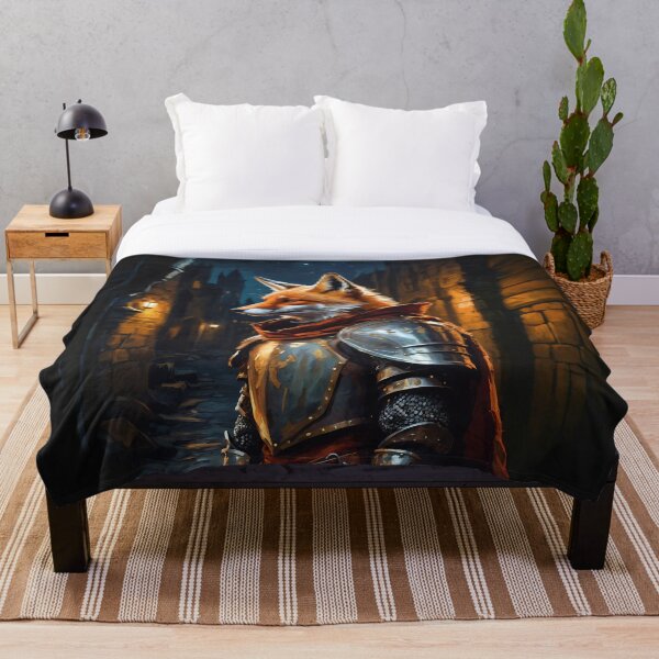 Aperçu de l'œuvre Chevalier renard dans la cité médiévale. Chevaliers animaux - série de peintures. créée et vendue par twisted-dot.