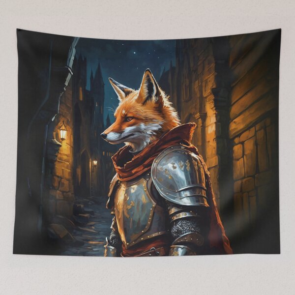 Item preview, Fox knight in the medieval city. Animal knights - paintings series. designed and sold by twisted-dot.