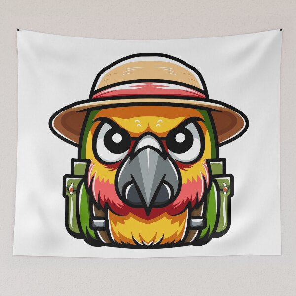 Item preview, Parrot with angry traveler hat designed and sold by NookNova.