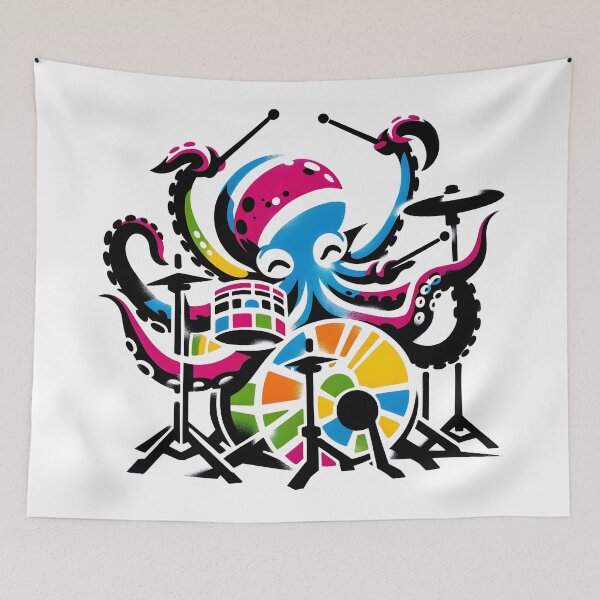 Item preview, Octopus Playing Drums designed and sold by Truck Stop One.