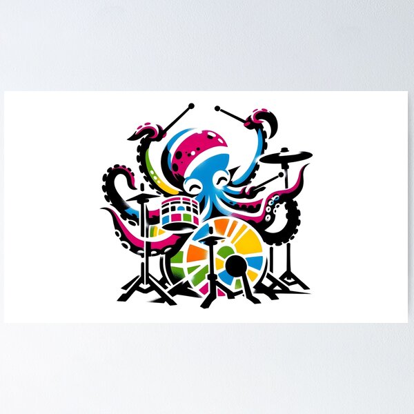 Item preview, Octopus Playing Drums designed and sold by Truck Stop One.