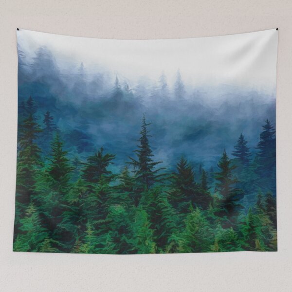 Item preview, Misty Alaskan Forest - Vincent van Style Painting designed and sold by AlsknMommaBear2.