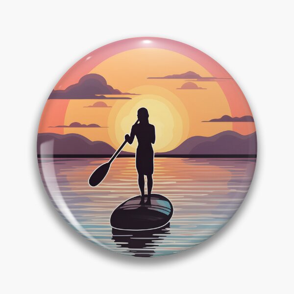 Item preview, Silhouetted Paddle Board Against a Radiant Sunset Sky designed and sold by aihrgdesign.