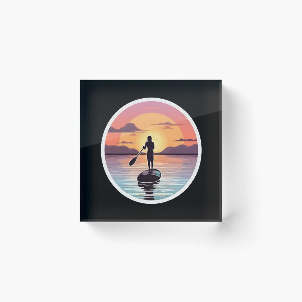 Item preview, Silhouetted Paddle Board Against a Radiant Sunset Sky designed and sold by aihrgdesign.