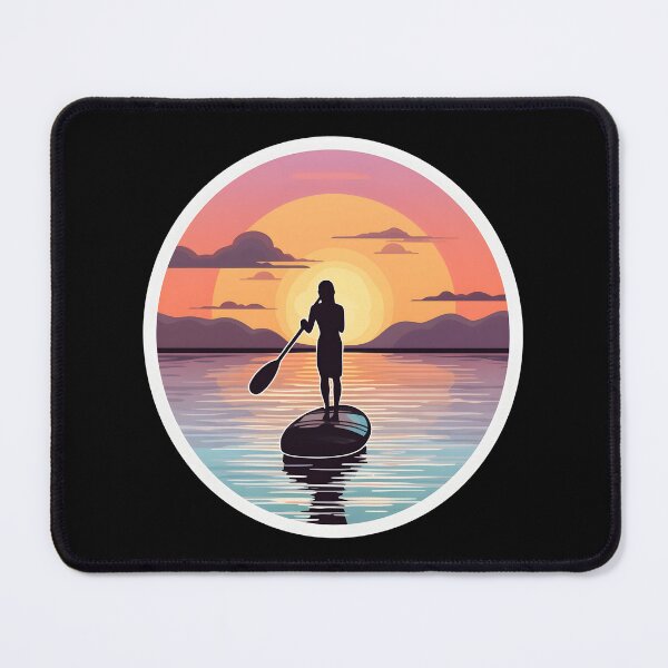 Item preview, Silhouetted Paddle Board Against a Radiant Sunset Sky designed and sold by aihrgdesign.