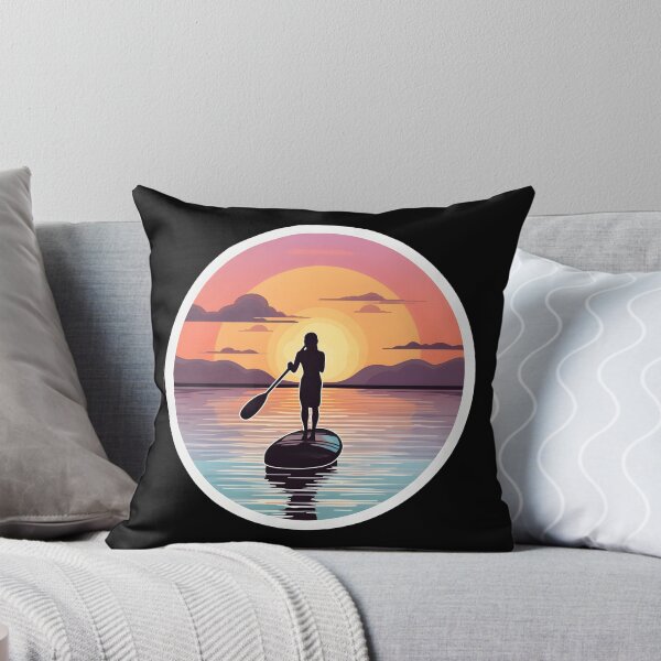 Item preview, Silhouetted Paddle Board Against a Radiant Sunset Sky designed and sold by aihrgdesign.