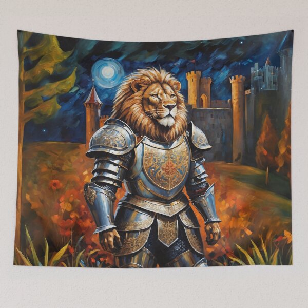 Item preview, Lion knight and the castle.. Animal knights - paintings series. designed and sold by twisted-dot.