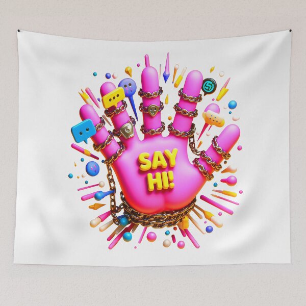 Item preview, Hand with SAY HI Plaque designed and sold by Glariix.