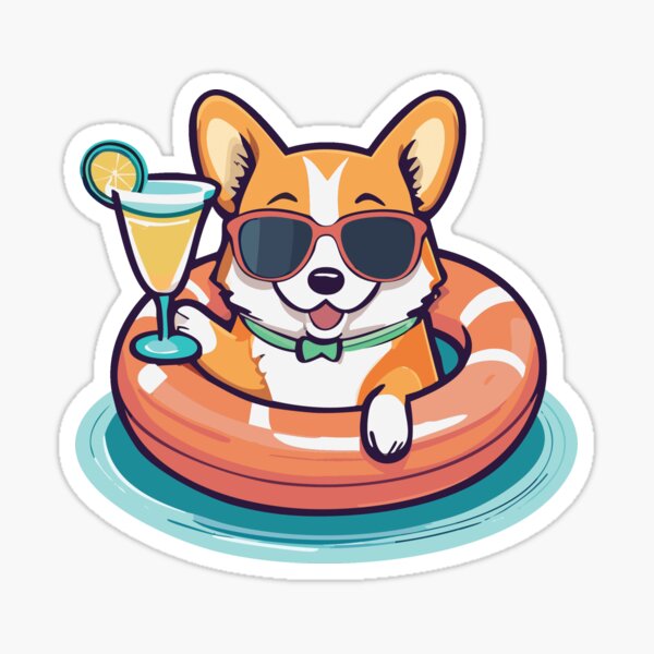 Item preview, Corgi on a Pool Float designed and sold by Yviemakes.