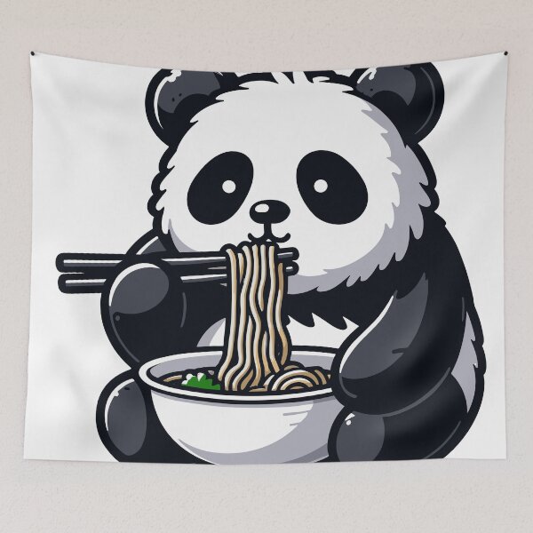 Item preview, Panda's Noodle Feast - Kawaii Animal Foodie Illustration designed and sold by RyanBelandres.