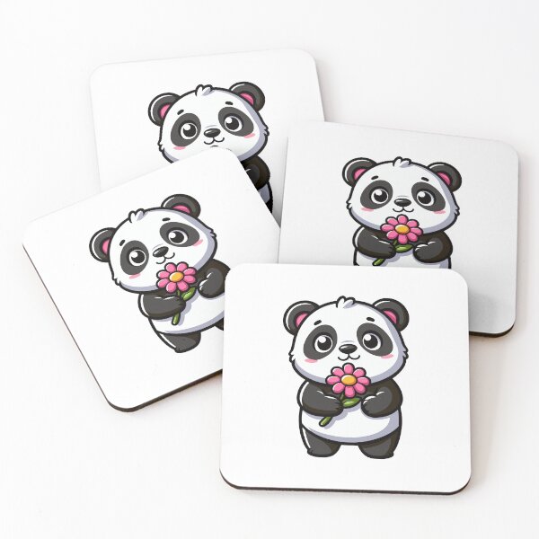 Item preview, Panda Bear Cub with Flowers designed and sold by cave-canvas.