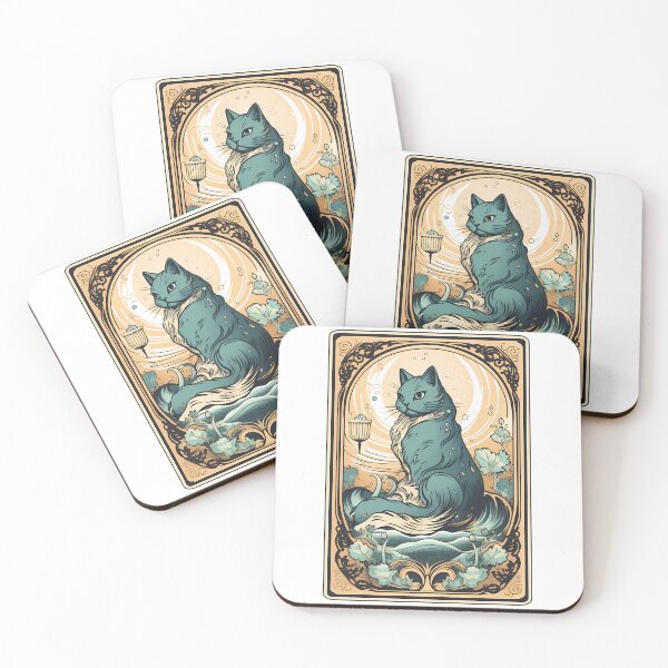 Artikelvorschau, Wassermann-Katze-Tarotkarte – Mercat entworfen und verkauft von Weirdanya.