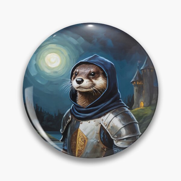 Item preview, Otter knight at the lake with a castle. Animal knights - paintings series. designed and sold by twisted-dot.