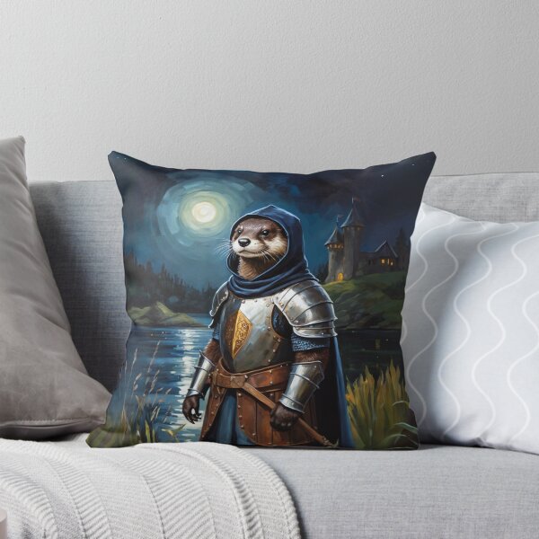 Item preview, Otter knight at the lake with a castle. Animal knights - paintings series. designed and sold by twisted-dot.