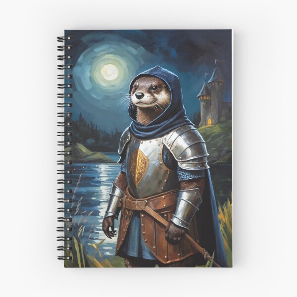 Item preview, Otter knight at the lake with a castle. Animal knights - paintings series. designed and sold by twisted-dot.