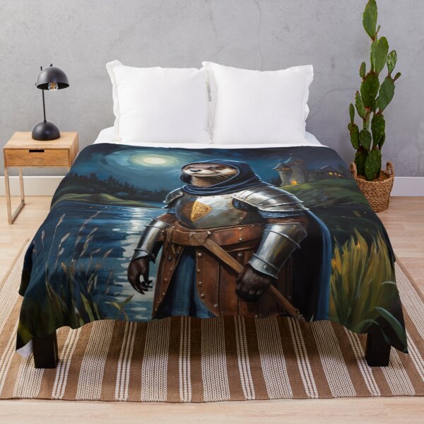 Item preview, Otter knight at the lake with a castle. Animal knights - paintings series. designed and sold by twisted-dot.