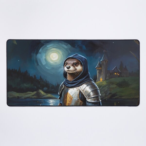 Item preview, Otter knight at the lake with a castle. Animal knights - paintings series. designed and sold by twisted-dot.