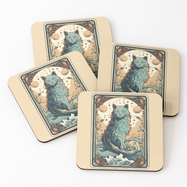 Artikelvorschau, Wassermann-Katze-Tarotkarte – Mercat entworfen und verkauft von Weirdanya.