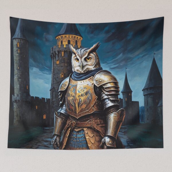 Item preview, Owl knight in the castle. Animal knights - paintings series. designed and sold by twisted-dot.