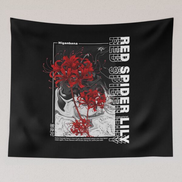 Item preview, japanese red spider lily in vaporwave harajuku aesthetic style designed and sold by Otakuniverse.