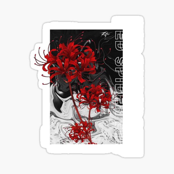 Item preview, japanese red spider lily in vaporwave harajuku aesthetic style designed and sold by Otakuniverse.