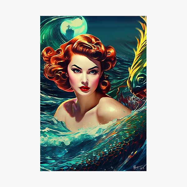 Tarpon Rider pinup girl riding a tarpon Art Print for Sale by Mary Tracy