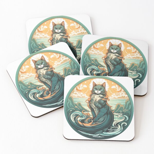 Artikelvorschau, Wassermann-Katze-Tarotkarte – Mercat entworfen und verkauft von Weirdanya.