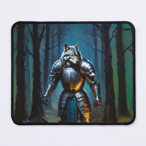 Item preview, Wolf knight in the dark forest. Animal knights - paintings series. designed and sold by twisted-dot.