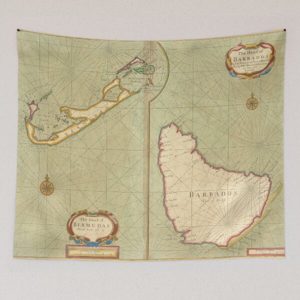 Item preview, Vintage Map of Bermuda & Barbados (1707) designed and sold by BravuraMedia.
