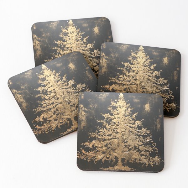 Item preview, Gold leaf stencil art Christmas tree designed and sold by dcrc.