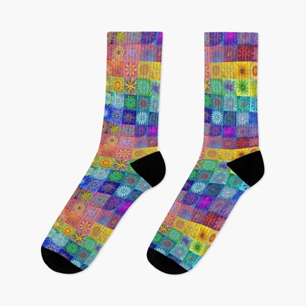 Item preview, ALL-THE-COLORS art-tile pattern (rainbow colors) designed and sold by gotecreations.